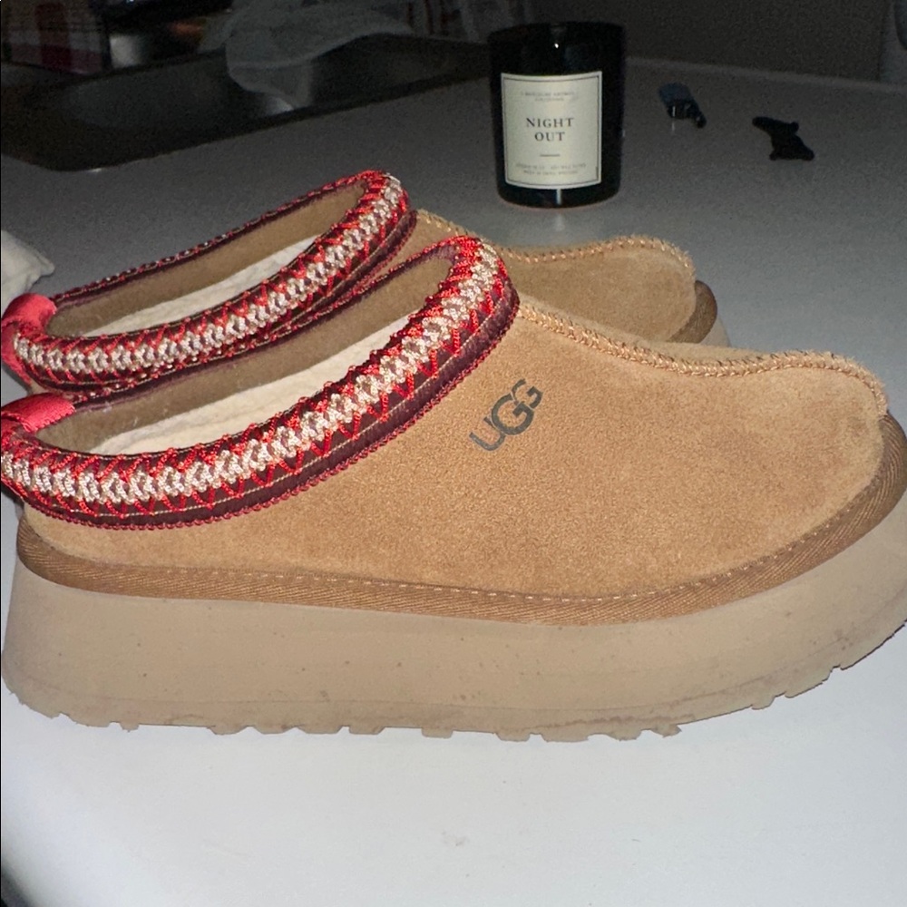 UGG Tasman Platform Brown Suede Slippers